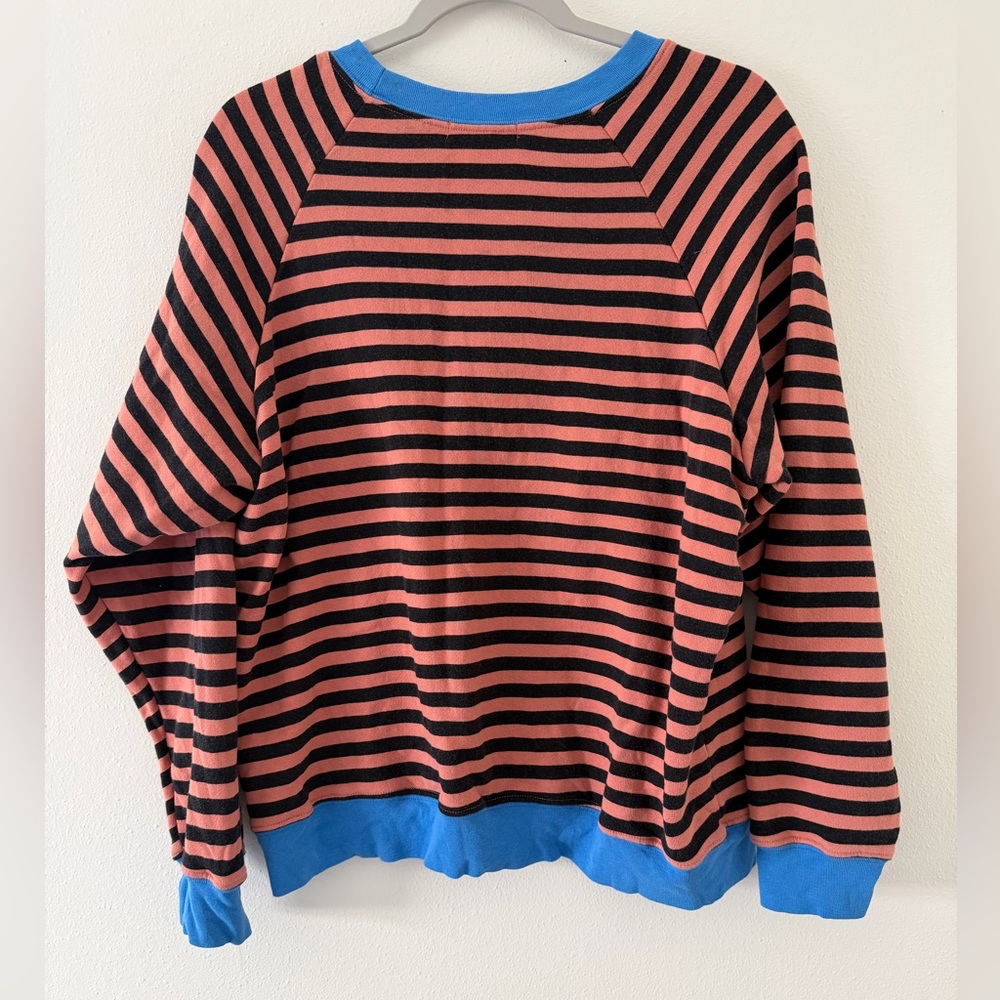 Daydreamer Pink and Black Striped Sweatshirt with Blue Trim - Picture 9 of 11